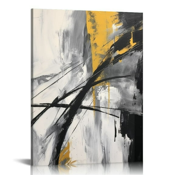 ONETECH Canvas Wall Art Decor Hand Painted Black and White Abstract Painting Large Art Pictures Modern Artwork for Living Room Bedroom Office Decor 16x20in