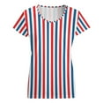 thumbnail image 5 of American Flag Blue Red White Women's Blouse Short Sleeve Women's Top T-Shirt Spring Summer Clothes, 5 of 7