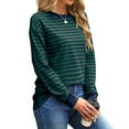 thumbnail image 3 of Fantaslook Striped Long Sleeve Shirts for Women Crewneck Tunic Tops Color Block Blouses Fall Pullover, 3 of 7