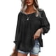 thumbnail image 1 of Blusa de gasa de manga larga con volantes, transpirable y agradable para la piel, cuello redondo, color negro, talla S, otoño/invierno, 1 of 6