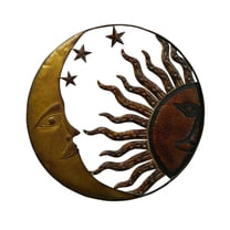 Celestial Metal Sun Star Moon Wall Hanging Decor, Bronze Gold and Rust Red ,Saltoro Sherpi