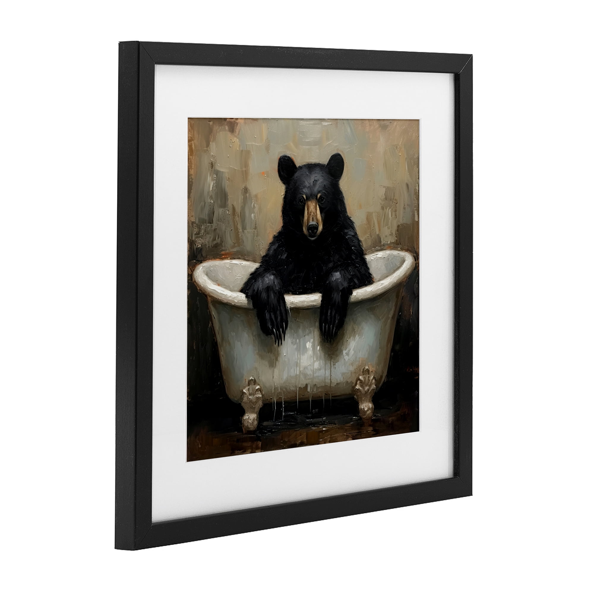 Stupell Industries Black Bear Bath Time Black Framed Print Under Glass, design by Tina LeCour