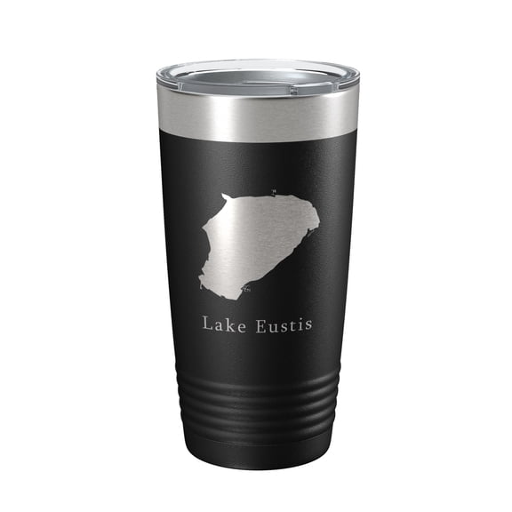 Lake Eustis Map Tumbler Travel Mug Insulated Laser Engraved Coffee Cup Florida 20 oz Black
