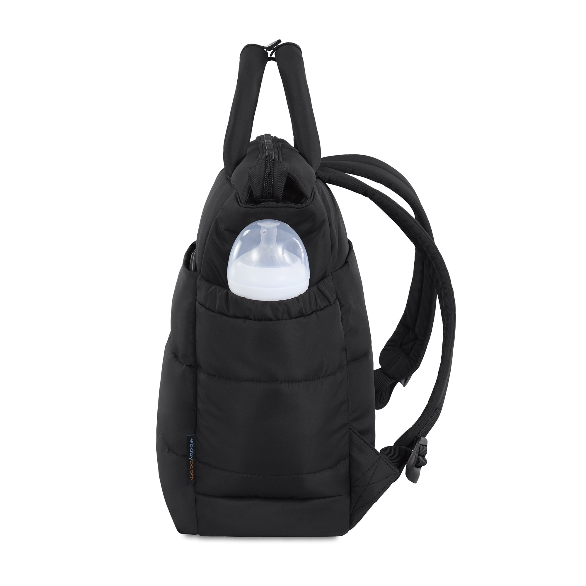 Baby Boom Puffer Backpack Diaper Bag Tote for Infants and Toddlers, Black