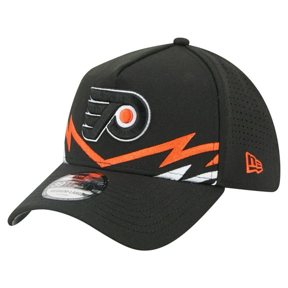 Men's New Era Black Philadelphia Flyers 39THIRTY A-Frame Perforated Flex Hat
