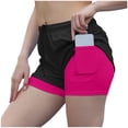 thumbnail image 4 of vigerkar Womens Running Gym Shorts Women Pack of 2, Nylon Compression Workout Shorts Women with Liner (Hot Pink, L), 4 of 6