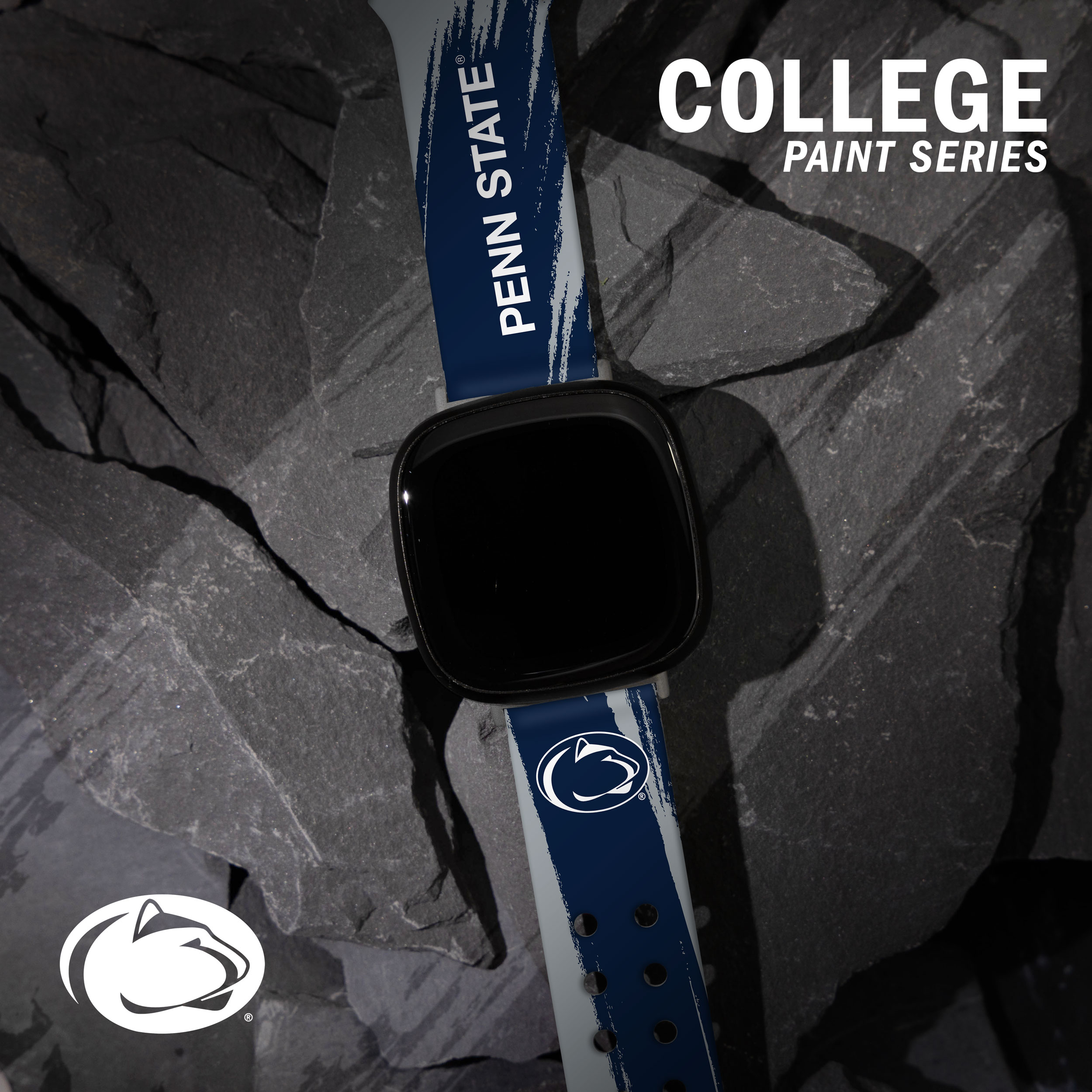 Penn St HD Paint Stripe Unisex Watch Band for FitBit Versa 3 & Sense (Long)