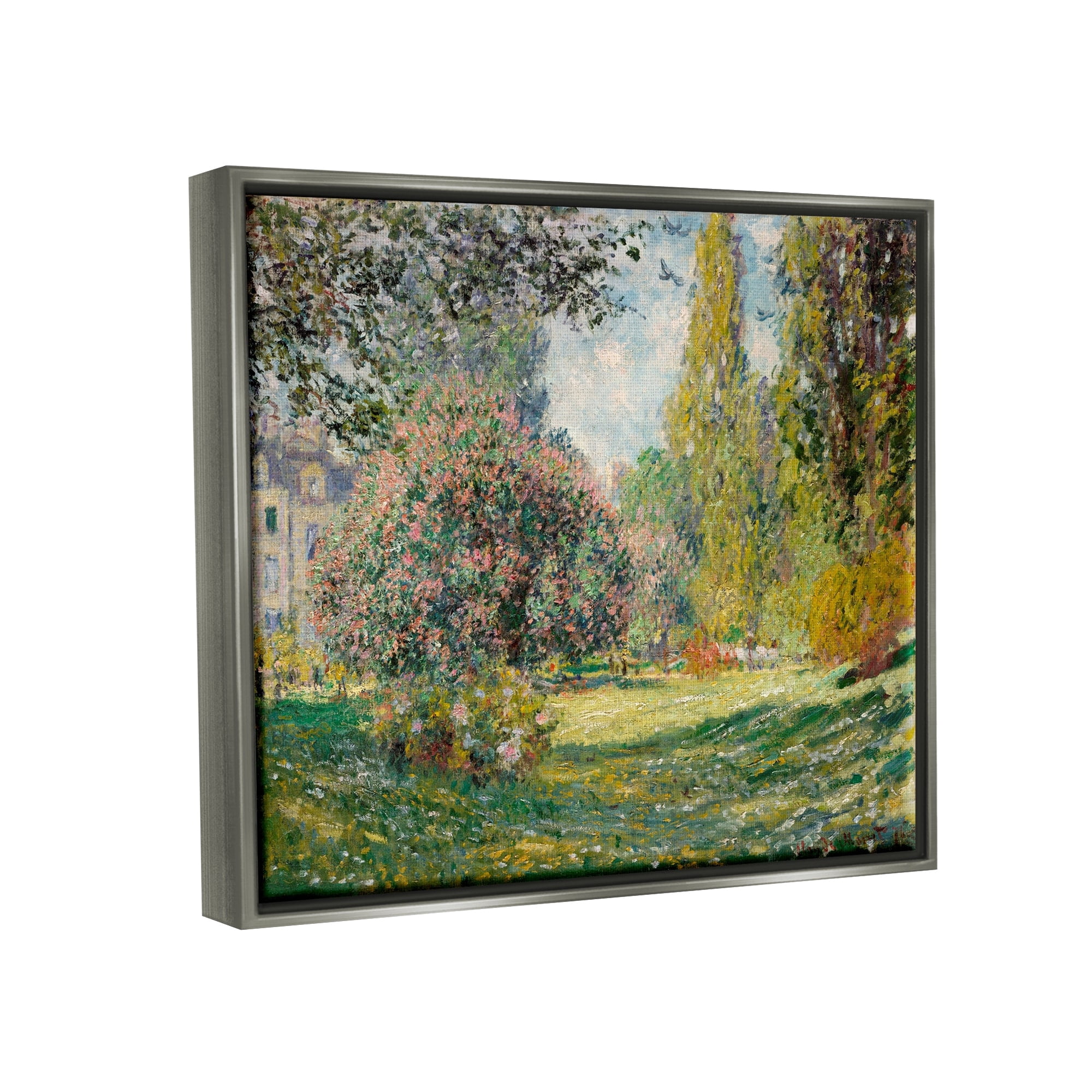 Stupell Industries Impressionist Flower Field Garden Vintage Estate Painting Luster Gray Floating Framed Canvas Print Wall Art, Design by Lettered and Lined