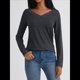 thumbnail image 4 of Camisetas con Cuello en V para Mujer, Blusas de Encaje de Larga, Holgadas, Elegantes e Informales, para Otoño e Invierno, A . Gris Oscuro M, 4 of 8
