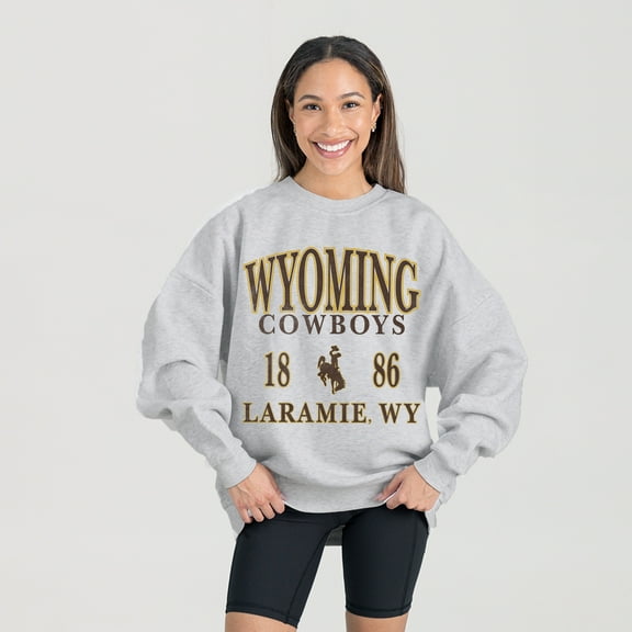 Women's Gameday Couture Ash Wyoming Cowboys Premium Fleece Pullover Sweatshirt