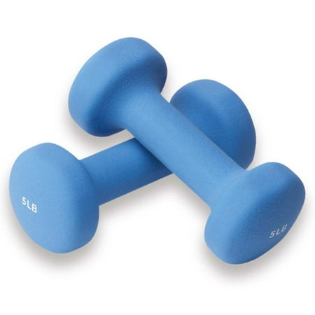 Valeo 5-Pound Pair Neoprene Blue Hand Weight Dumbbells For Fitness Training , Dumbbell Set Includes Exercise