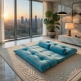 thumbnail image 6 of Demi Bonn Adjustable Floor Sofa Couch, Foldable Lazy Sofa Sleeper Bed, Multi-Functional Floor Loveseat, 6-Position Adjustable Sleeper Lounge Couch with 2 Pillows, for Reading, Gaming, Blue, 6 of 7