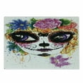 thumbnail image 1 of Sugar Skull Cutting Board, Cultural Celebration Mexican Traditional Make Girl Face in Watercolors Art, Decorative Tempered Glass Cutting and Serving Board, Small Size, Multicolor, by Ambesonne, 1 of 1
