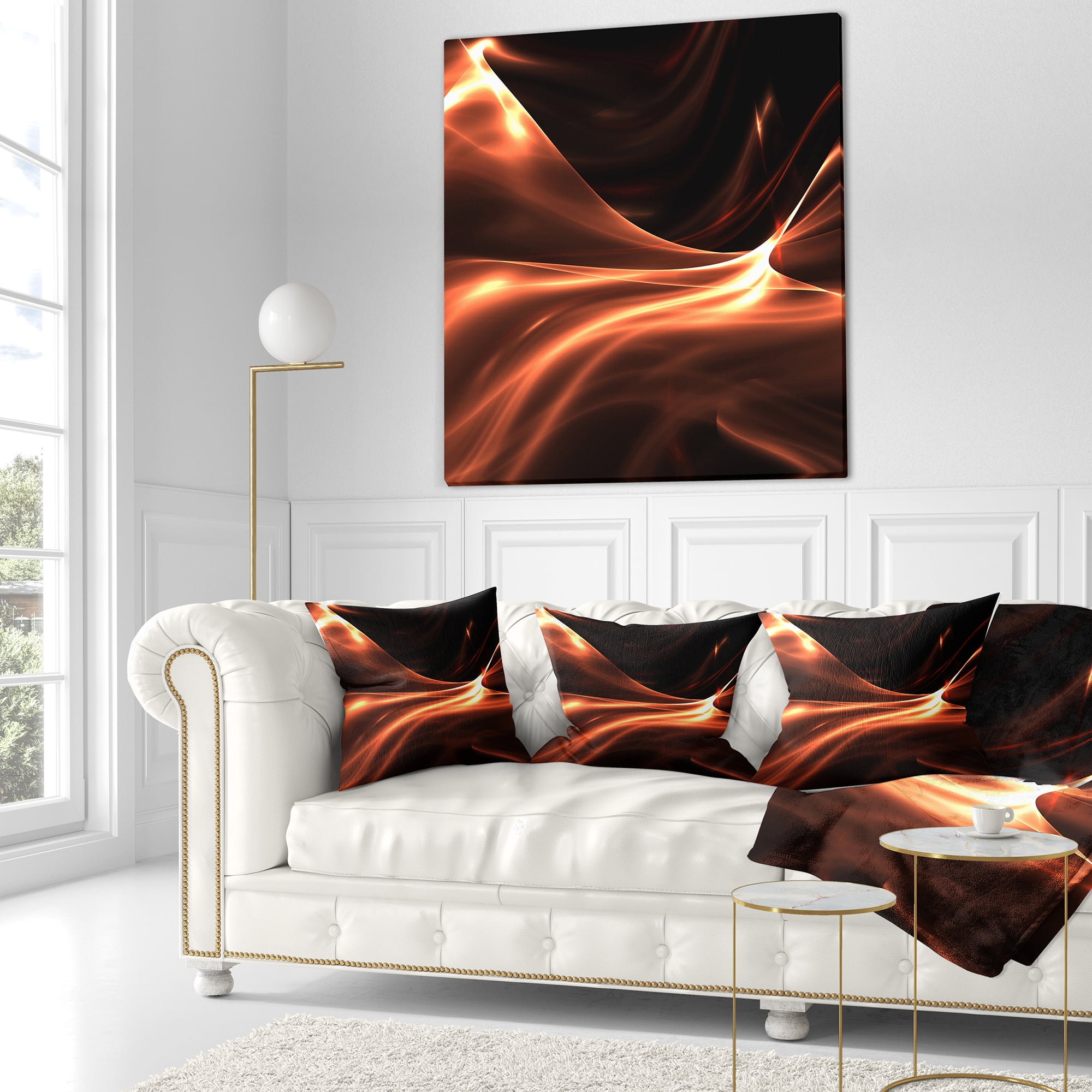 Designart Brown Abstract Warm Fractal Design - Abstract Throw Pillow - 16x16