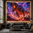 thumbnail image 6 of Lava Dinosaur in Volcanic Wasteland, Dramatic Fantasy Style for Dinosaur Lovers, Prehistoric Wall Decor, Housewarming Gift, Tapestry Wall Hanging for Bedroom and Gaming Room, 6 of 7