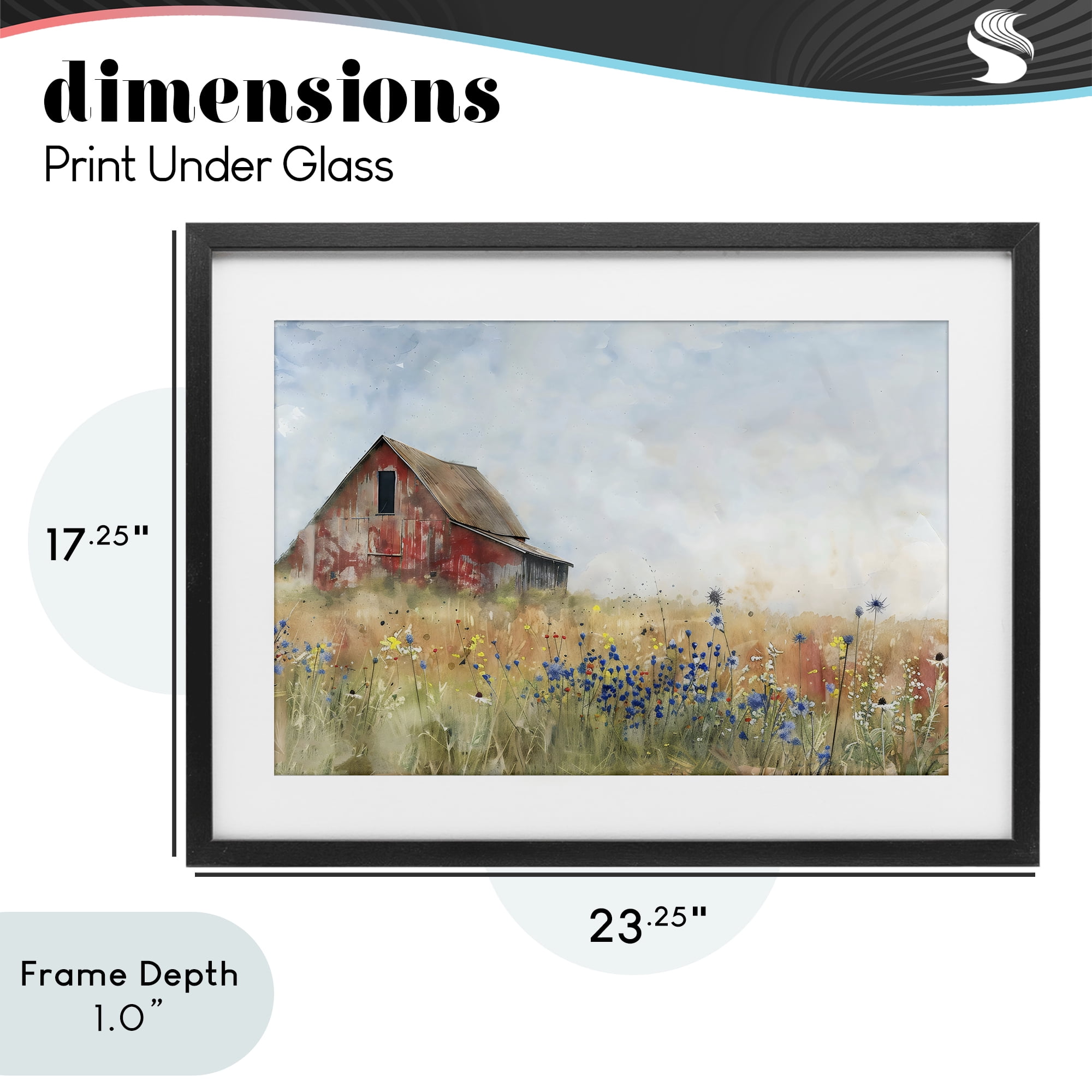 Stupell Industries Rustic Barn in Colorful Meadow Black Framed Print Under Glass, design by Creative Studio