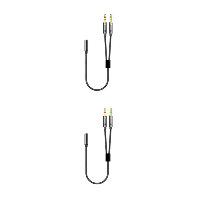 Cable adaptador de auriculares Methold de latón 3,5mm Nylon trenzado Negro 25cm 2piezas