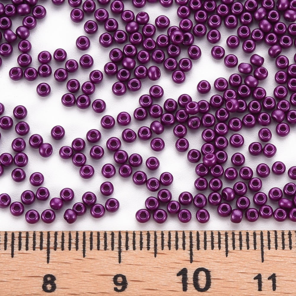 11/0 Grade A Round Glass Seed Beads Baking Paint Medium Orchid 2.3x1.5mm Hole: 1mm 48500pcs/pound