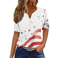 thumbnail image 2 of Black*Friday Discounted Items under $5 GaThRRgYP Womens Tops Dressy Blouse,Ladies' Independence Day Printed Button Up Three Quarter Sleeve 3/4 Sleeve V-neck Top/shirt White S, 2 of 5