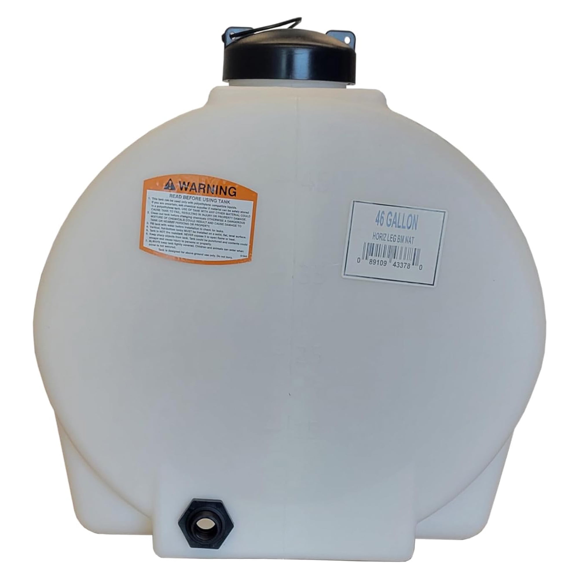 Norwesco Horizontal Leg Utility Tank, Water Storage Container, 46 Gallon Capacity, White