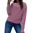 thumbnail image 1 of Gibobby Sudadera con estampado de Navidad para mujer Suéter de punto suelto de manga larga para mujer Suéter casual con cuello en O Suéter desgastado Tops (Purple, S), 1 of 5