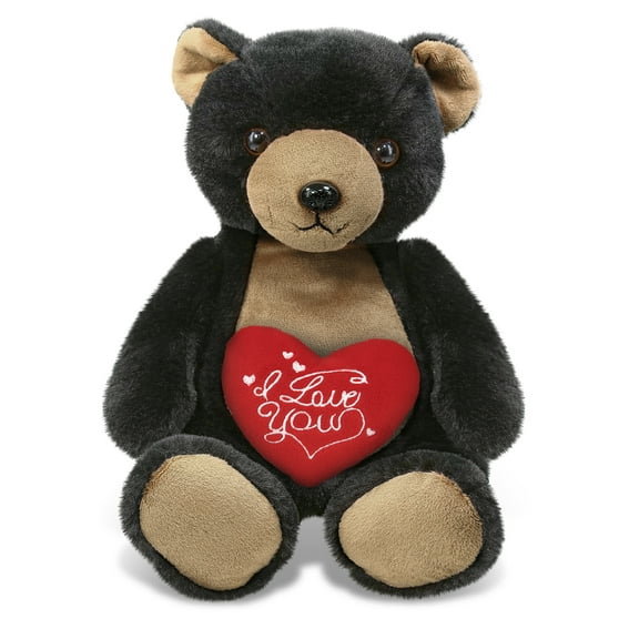 DolliBu I Love You Plush Super Soft Black Bear - Cute Stuffed Animal Black Bear with Red Heart Plush for Valentines, Anniversary, Romantic Date, Boyfriend, or Girlfriend Gift - 9 Inches