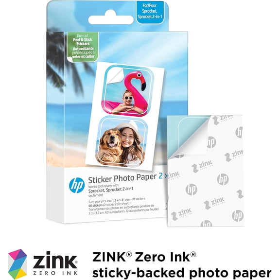 SHILIU-Sprocket 2x3” Premium Zink Pre-Cut Sticker Photo Paper, 30 Sheets, Compatible with Sprocket Photo Printers