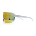 thumbnail image 6 of Mens Oversized Color Mirror Shield MTB Half Rim Sport Plastic Sunglasses White - Orange Mirror, 6 of 8