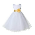 thumbnail image 2 of Ekidsbridal Girl Bridesmiad Flower Girl Dress - White Satin Tulle with Tiebow 829T-A (Size: S-12), 2 of 3
