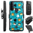 thumbnail image 1 of Compatible with TCL 30 XE Hybrid Luxguard Holster Phone Case Cover (Teal Fishbone Cat), 1 of 1