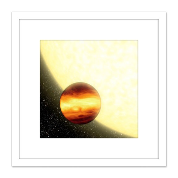Space NASA Weather Distant Planet Star Illustration 8X8 Inch Square Wooden Framed Wall Art Print Picture with Mount
