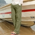thumbnail image 2 of Stamzod Mens Cotton Linen Pants Lightweight Loose Wide Leg Causal Pants Plus Size Open Bottom Beach Yoga Trousers with Pockets, 2 of 5