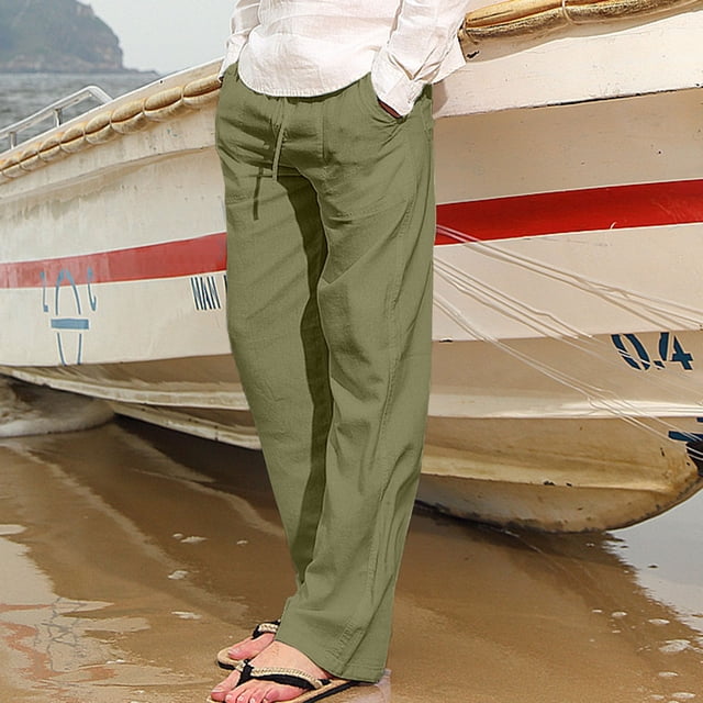 Pantalons pour Hommes, Mode Été Décontracté Taille Élastique avec Poche