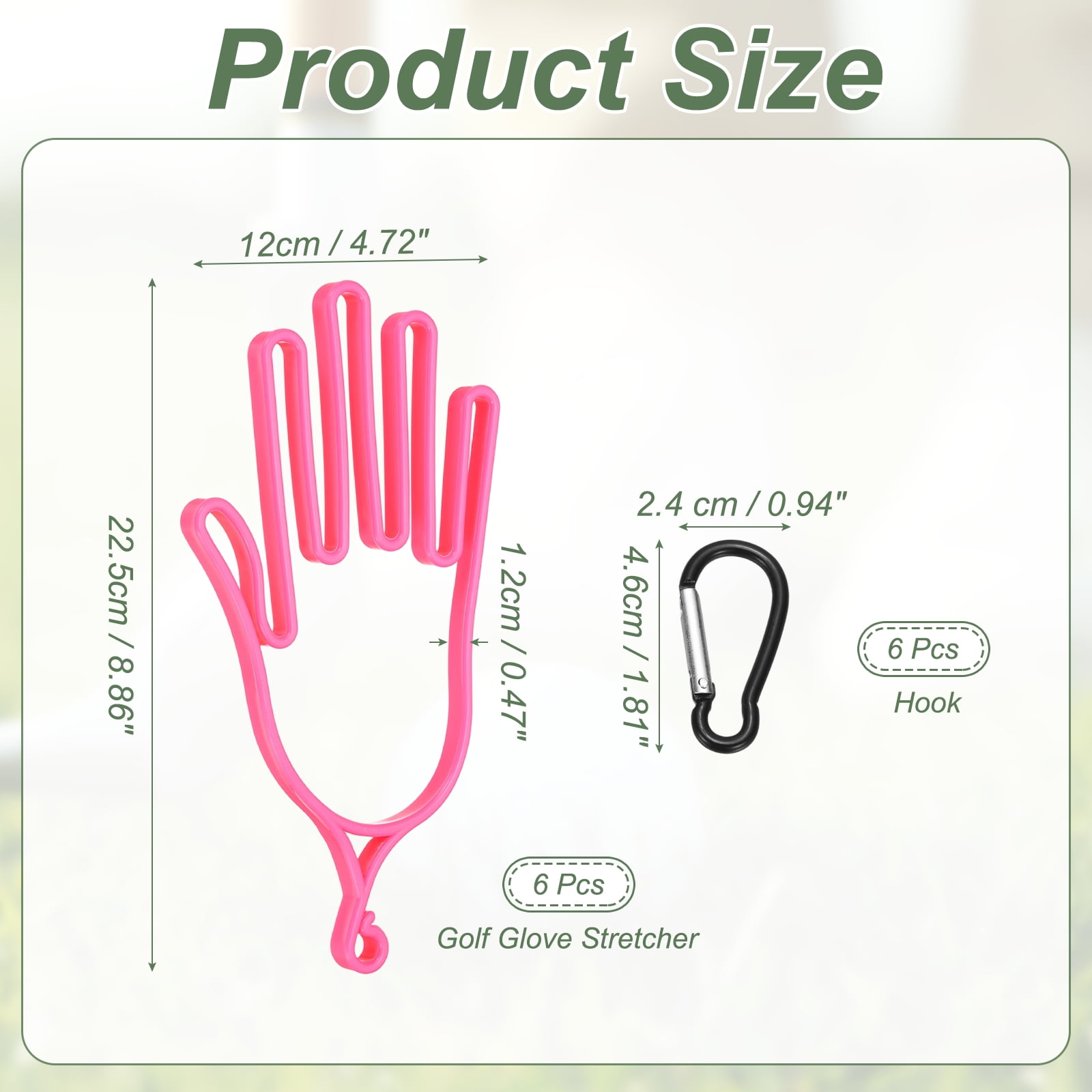 Uxcell Golf Gloves Stretcher, 6 Pcs Plastic Keeper Support Rack Holder Dryer Hanger Frame with Hanging Hooks for Men Women Sports Gloves Maintenance, Pink