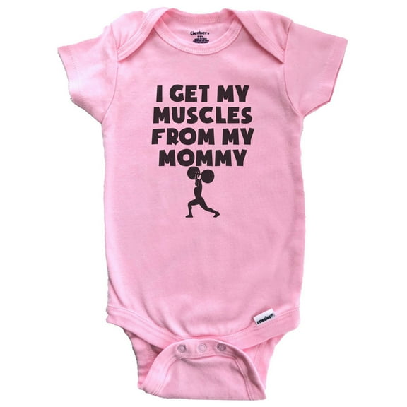 I Get My Muscles From My Mommy Baby Bodysuit (Pink)