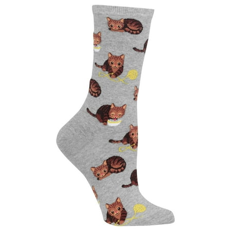 

Hot Sox Womens Cat Lovers Novelty Fashion Casual Crew Sock Cat And Yarn (Grey Heather) 4-10 US