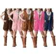 thumbnail image 3 of Western Fringe Costume Outfit 2 Piece Set Tassel Vest and Shorts Festival Party Dress Up Set, 3 of 5