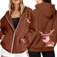 thumbnail image 1 of WILLBEST Sudadera Deportiva para Mujer Ladies' Christmas Printed Zipper Long Sleeved Pocket Adjuststring Casual Hooded Sweatshirt 2246 Chica​​, 1 of 8