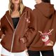 thumbnail image 1 of WILLBEST Sudadera Deportiva para Mujer Ladies' Christmas Printed Zipper Long Sleeved Pocket Adjuststring Casual Hooded Sweatshirt 2247 X-Grande, 1 of 8
