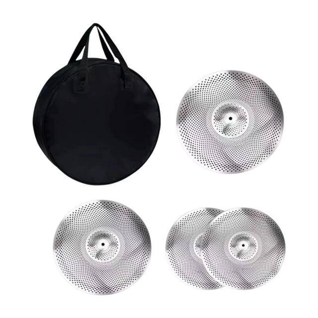 Paquete de 4 platillos de bajo volumen, platillos de batería de aleación liviana con bolsa de almacenamiento, juego de práctica de 14 pulgadas, 16 pul