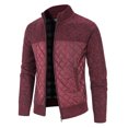 thumbnail image 4 of UTTOASFAY Mens Zip Up Knitted Cardigan Thick Sweater Stand Collar Fleece Lined Warm Red 14(XXXL), 4 of 8