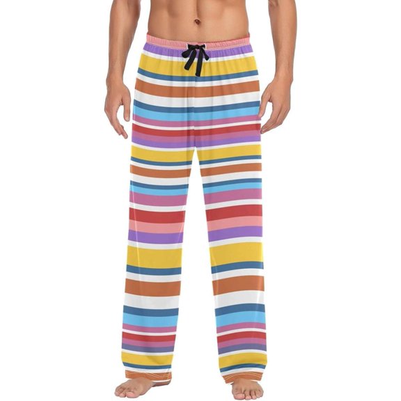 Mexican Serape Stripes Ghost Pajama Pants, Men's Lounge Pants Light with Drawstring and Pockets, Christmas New Year Birthday Father's Day Gifts, XX-Large