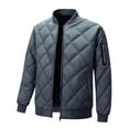 thumbnail image 2 of LMOIPLI Men's Quilted Baseball Fleece Jacket Slim Fashion Ribbed Collar Winter Warm Loose Jacket with Pockets Gray XXL, 2 of 8