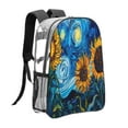 thumbnail image 3 of Kdxio Starry Night Sunflower Field Clear Backpack, Transparent Bookbag for School for Women Men, Capacity Clear Bag for College, Travel, 3 of 7
