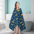 thumbnail image 6 of Cartoon Construction Vehicles Stars Dark Blue Pattern Hooded Bath Towel，60"x35" for Ages 3 To 12 Kids, Quick Dry Lightweight Soft Microfiber Hood Beach Towel Cover Up for Kids, 6 of 7