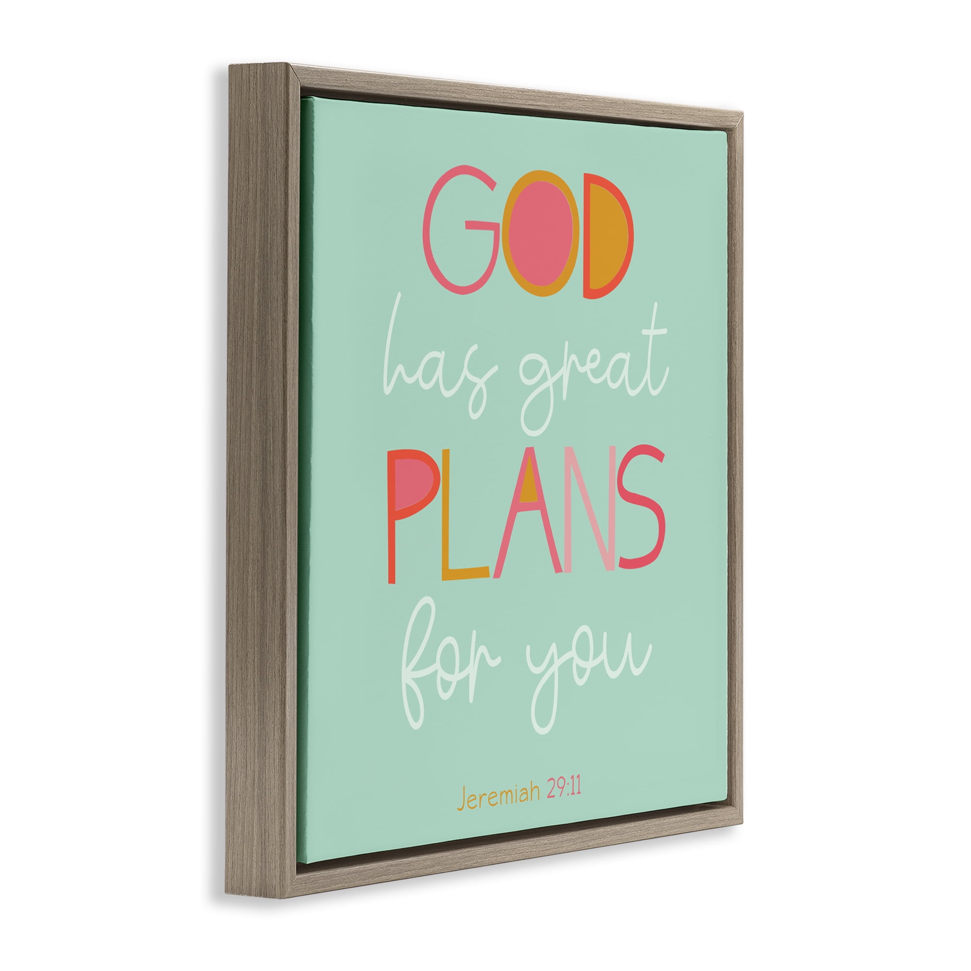 Stupell Industries Green God's Plans For You Brown Framed Floater Canvas Wall Art, design by SD Graphics Studio