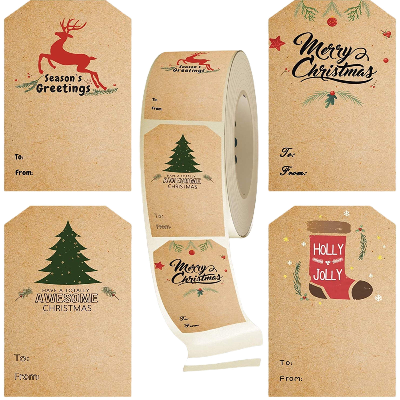 Self-adhesive Christmas Gift Tags Christmas Tags Self Adhesive Sticker Decorative Christmas Tags Stickers for Christmas Gifts