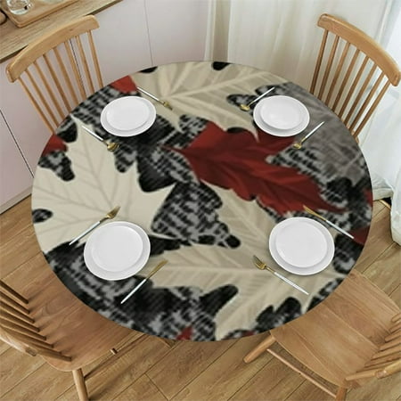 

Tllo0ord Thanksgiving Falling Round Tablecloths Table Covers with Elastic Polyester Fitted Tablecloth Circular Table Mat for Indoor Outdoor Party Picnic Fit Table 38-42