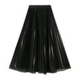 thumbnail image 5 of Zshosam Women's Chiffon Elastic High Waist Pleated Skater Flared Maxi Skirts(Beige,One Size), 5 of 8