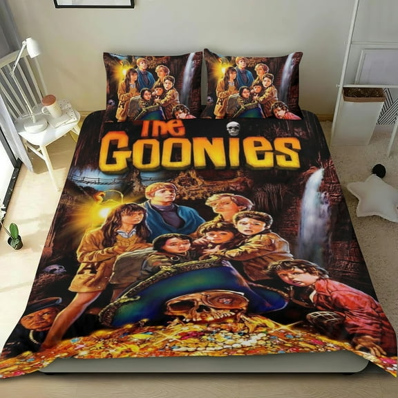 The Goonies Themed Bed Sheet Set Three Piece Set 53x79 In ches Comfortable And Skin Friendly Unique Design Creating A Star Studded Night Home Decor Gifts For Family Friends fans